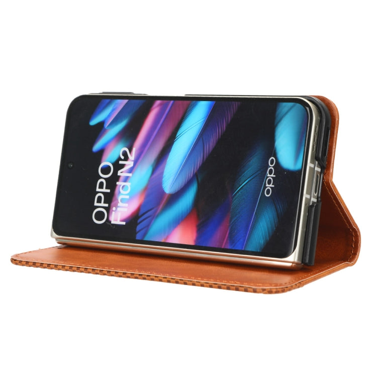 For OPPO Find N2 Magnetic Buckle Retro Texture Leather Phone Case