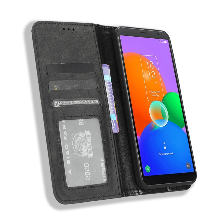 For TCL 403 Magnetic Buckle Retro Texture Leather Phone Case