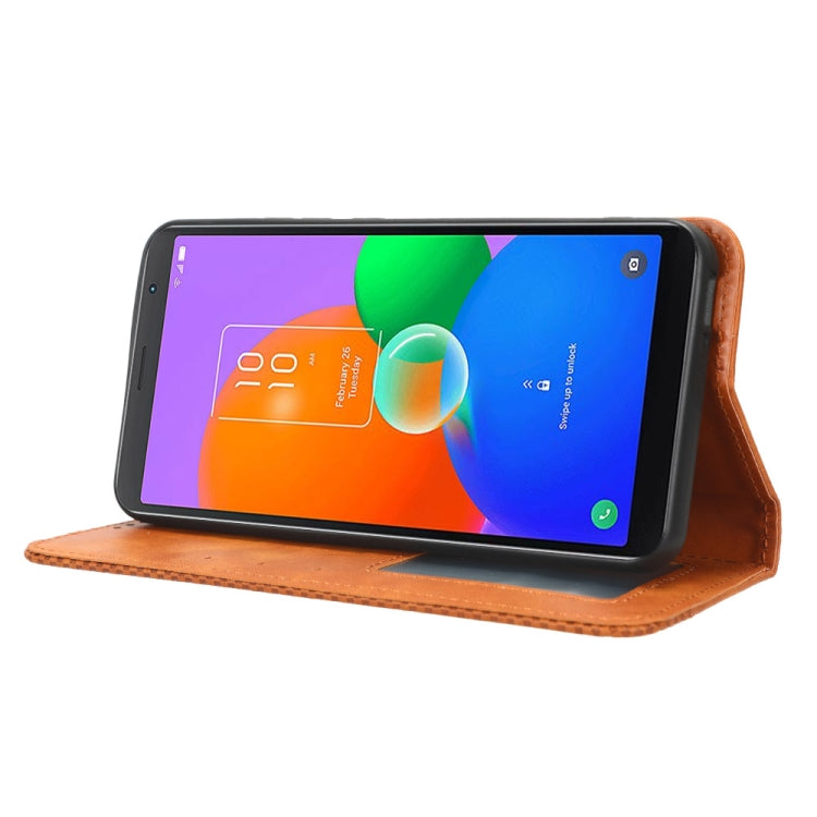 For TCL 403 Magnetic Buckle Retro Texture Leather Phone Case