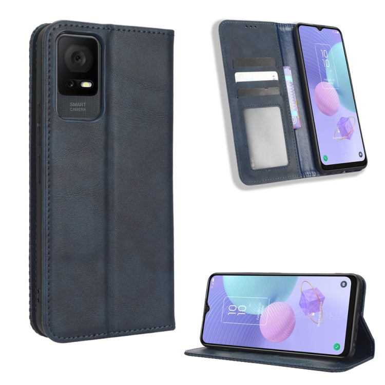 For TCL 408 Magnetic Buckle Retro Texture Leather Phone Case