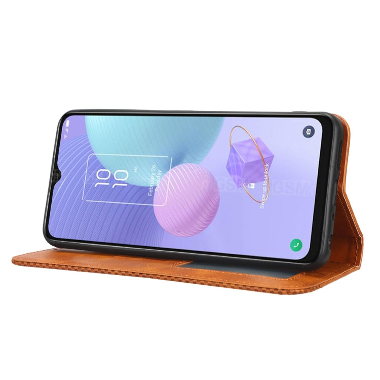 For TCL 408 Magnetic Buckle Retro Texture Leather Phone Case