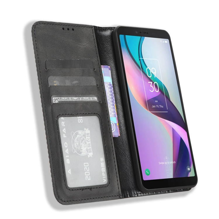 For TCL Ion X Magnetic Buckle Retro Texture Leather Phone Case