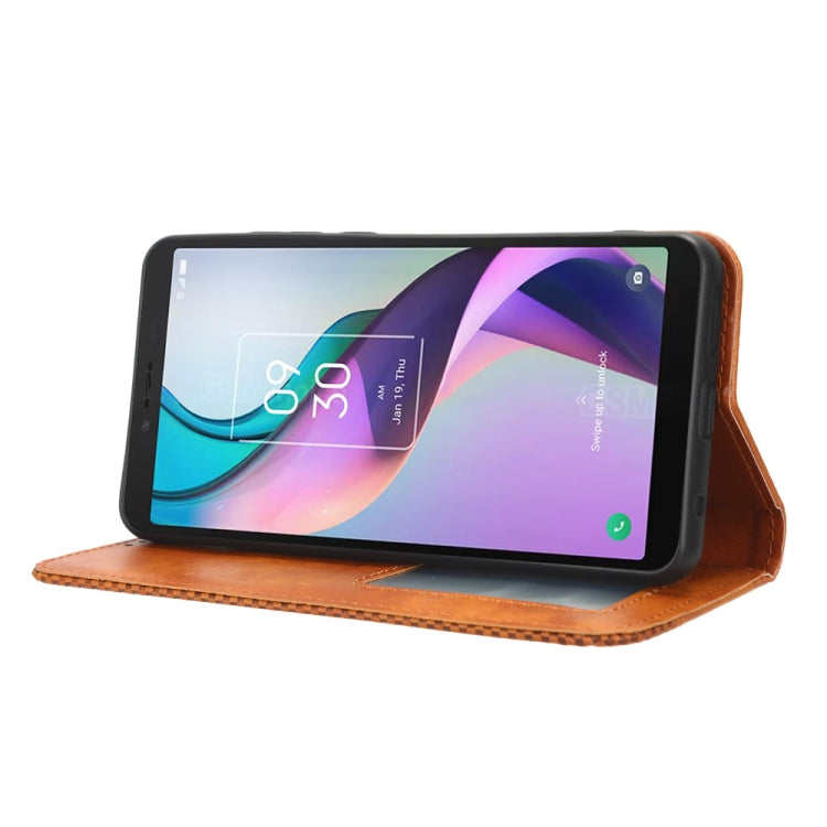 For TCL Ion X Magnetic Buckle Retro Texture Leather Phone Case