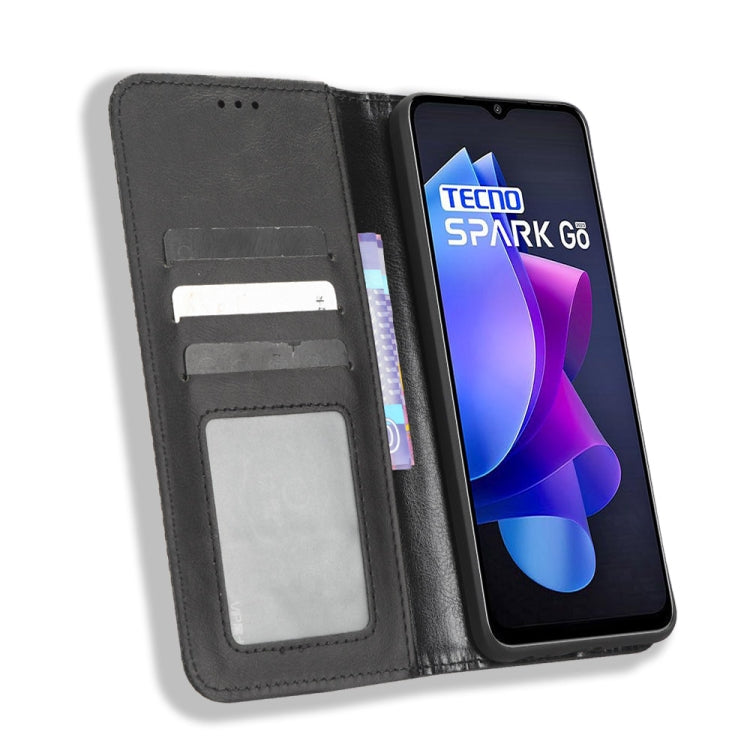For Tecno Spark Go 2023 Magnetic Buckle Retro Texture Leather Phone Case