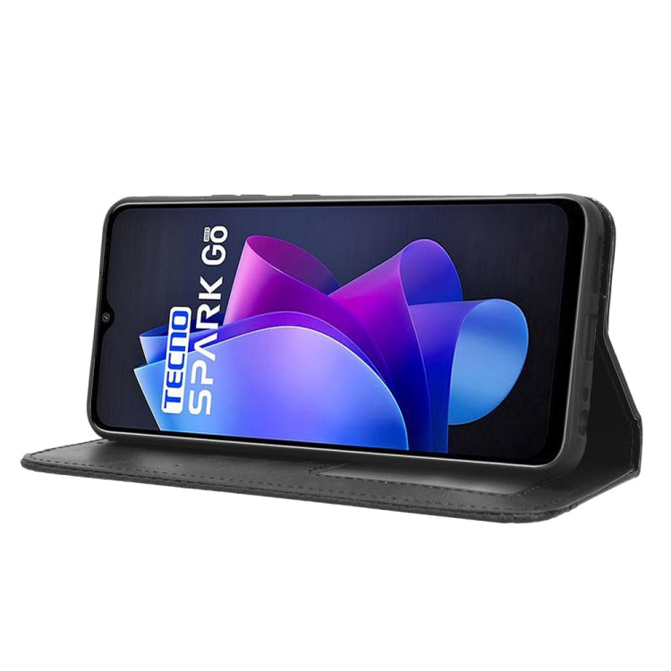 For Tecno Spark Go 2023 Magnetic Buckle Retro Texture Leather Phone Case