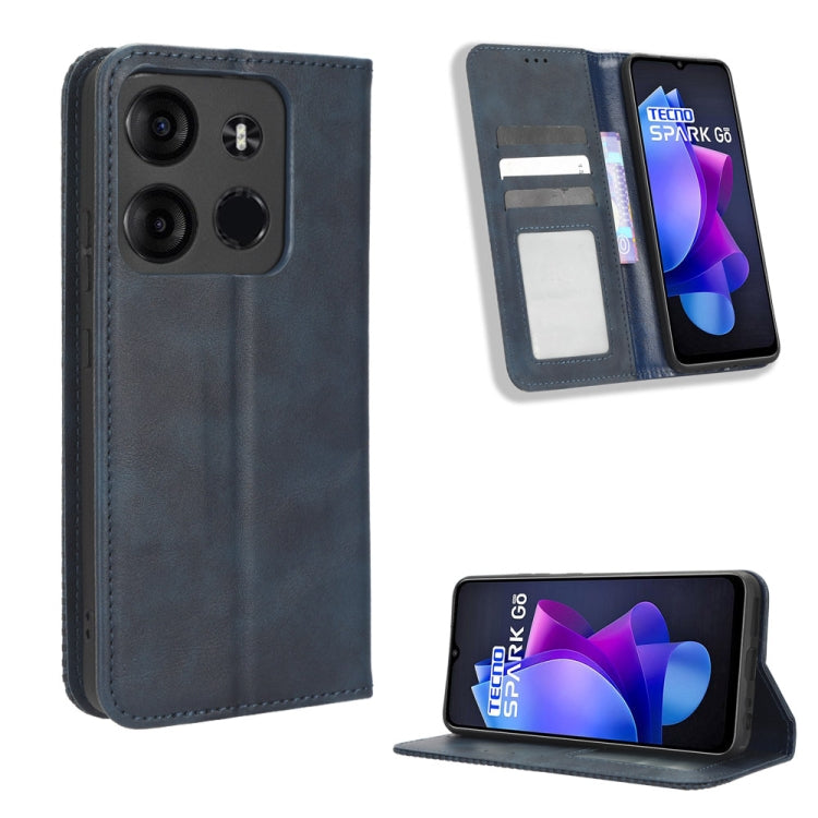 For Tecno Spark Go 2023 Magnetic Buckle Retro Texture Leather Phone Case