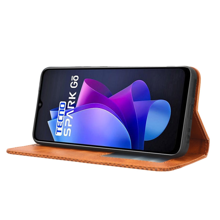 For Tecno Spark Go 2023 Magnetic Buckle Retro Texture Leather Phone Case