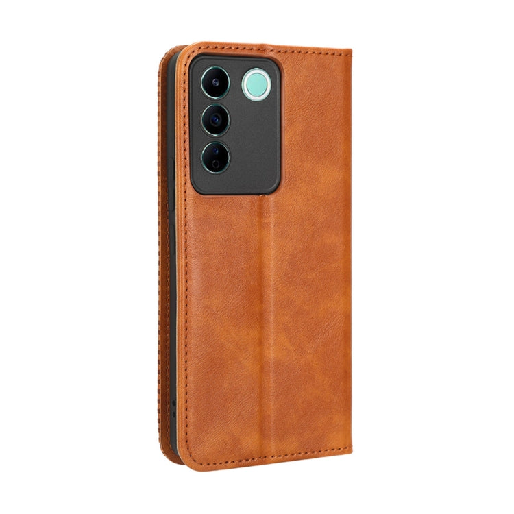For vivo V27e / S16e Magnetic Buckle Retro Texture Leather Phone Case