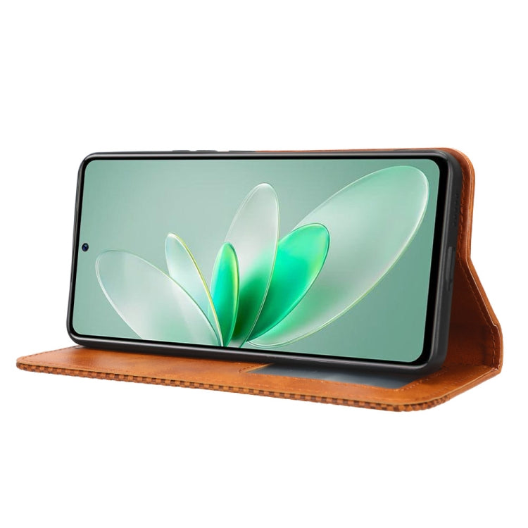 For vivo V27e / S16e Magnetic Buckle Retro Texture Leather Phone Case
