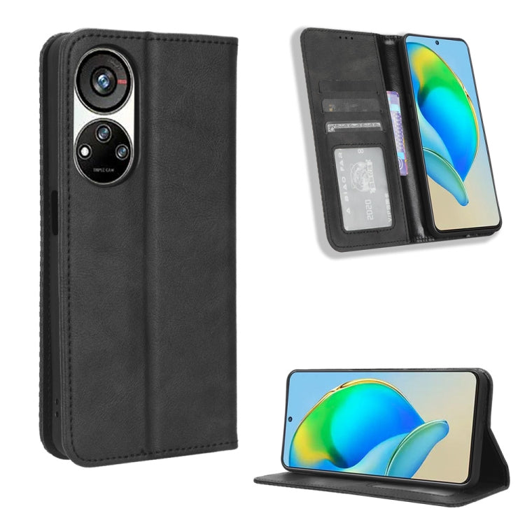For ZTE Blade V40s Magnetic Buckle Retro Texture Leather Phone Case