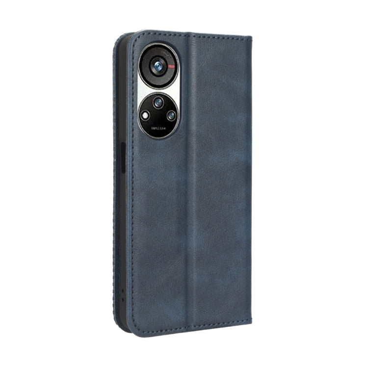 For ZTE Blade V40s Magnetic Buckle Retro Texture Leather Phone Case