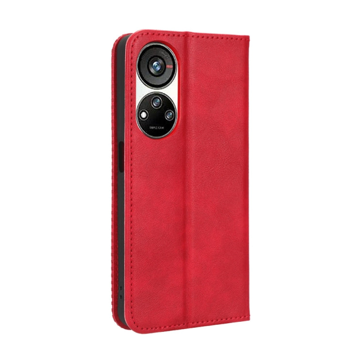 For ZTE Blade V40s Magnetic Buckle Retro Texture Leather Phone Case