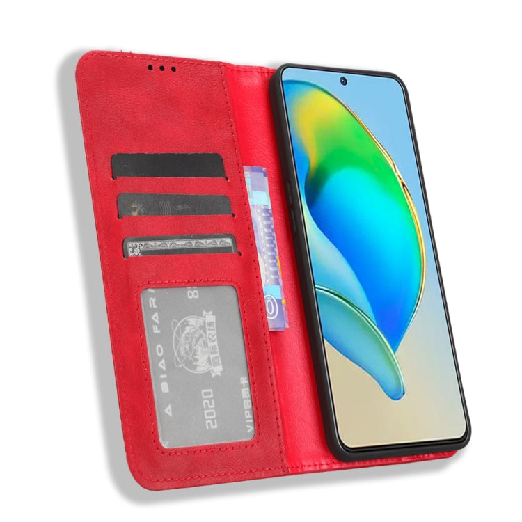 For ZTE Blade V40s Magnetic Buckle Retro Texture Leather Phone Case