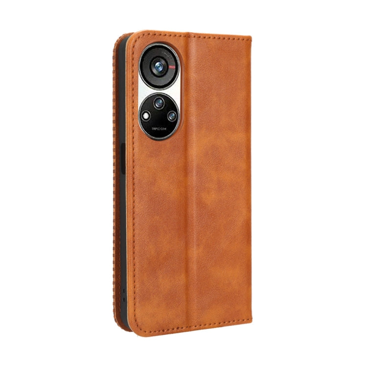 For ZTE Blade V40s Magnetic Buckle Retro Texture Leather Phone Case
