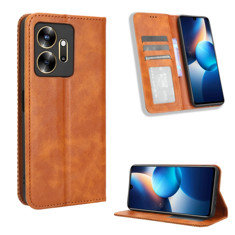 For Infinix Zero 20 X6821 Magnetic Buckle Retro Texture Leather Phone Case