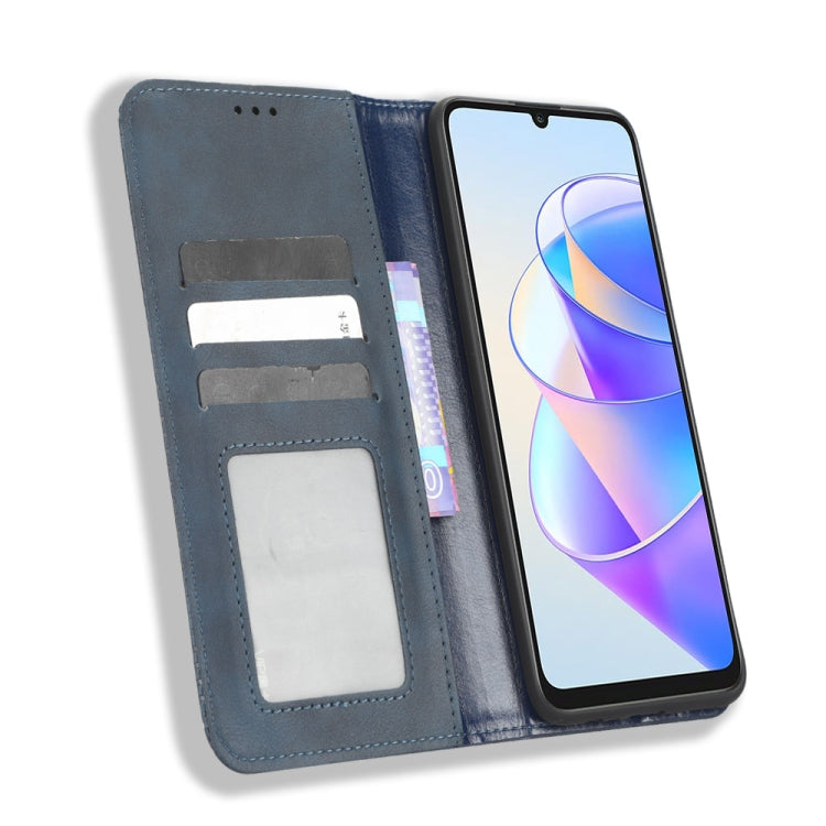 For Honor X7a Magnetic Buckle Retro Texture Leather Phone Case