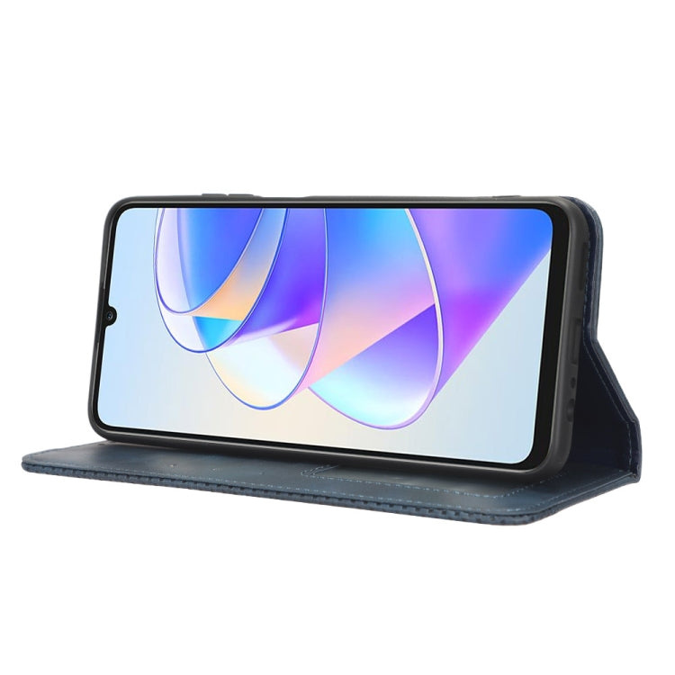 For Honor X7a Magnetic Buckle Retro Texture Leather Phone Case