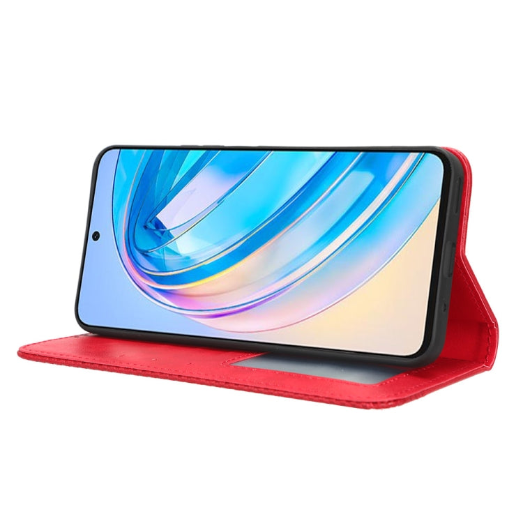 For Honor X8a Magnetic Buckle Retro Texture Leather Phone Case