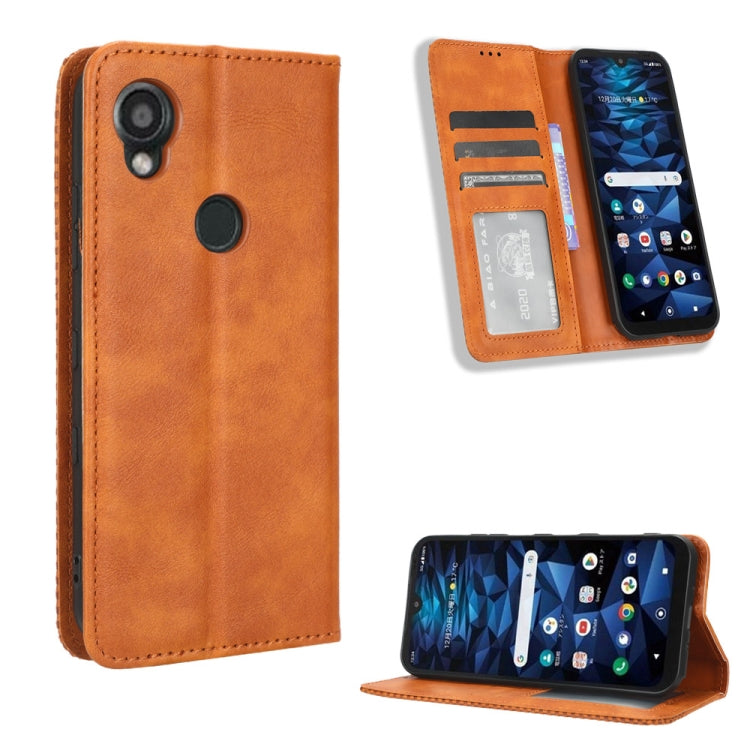 For Kyocera Digno SX3 KYG02 Magnetic Buckle Retro Texture Leather Phone Case