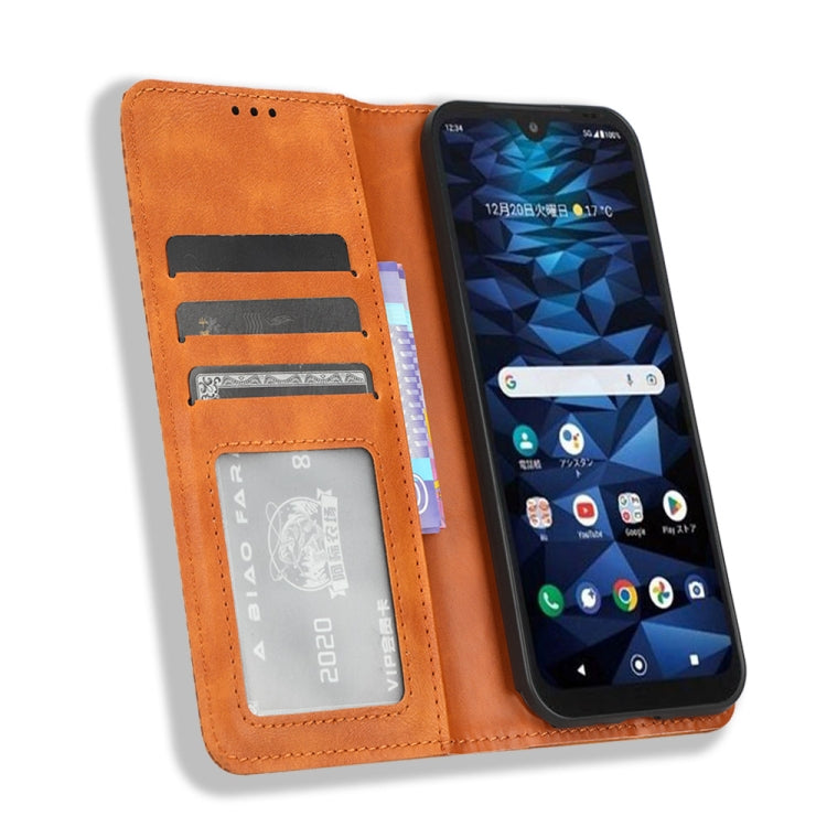 For Kyocera Digno SX3 KYG02 Magnetic Buckle Retro Texture Leather Phone Case