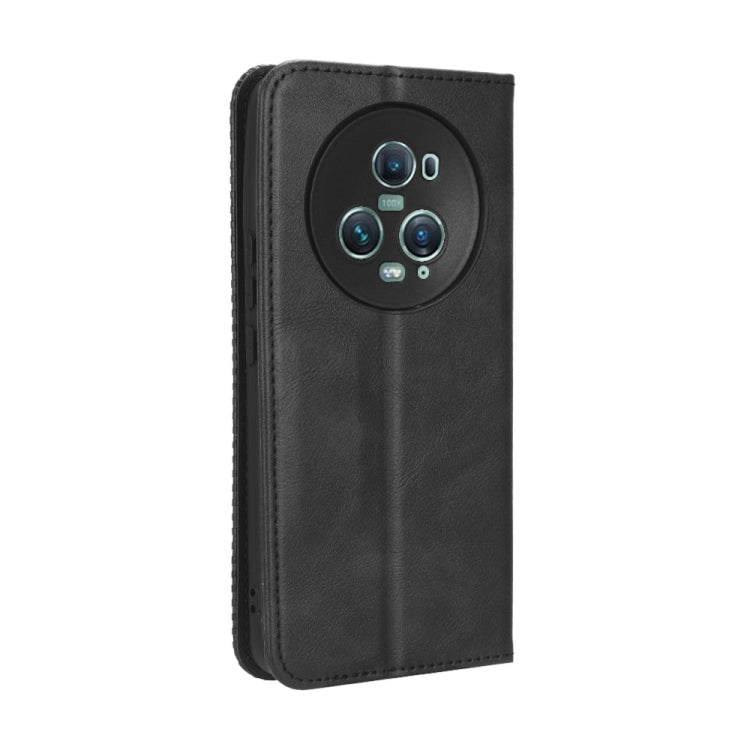 For Honor Magic5 Pro Magnetic Buckle Retro Texture Leather Phone Case