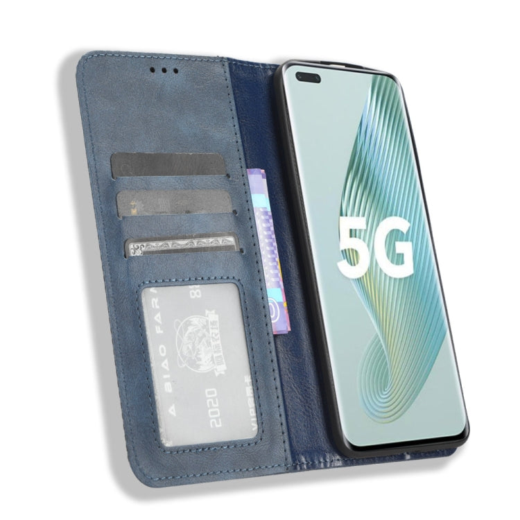 For Honor Magic5 Pro Magnetic Buckle Retro Texture Leather Phone Case