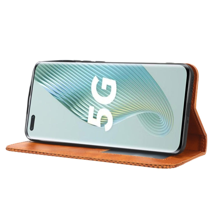 For Honor Magic5 Pro Magnetic Buckle Retro Texture Leather Phone Case