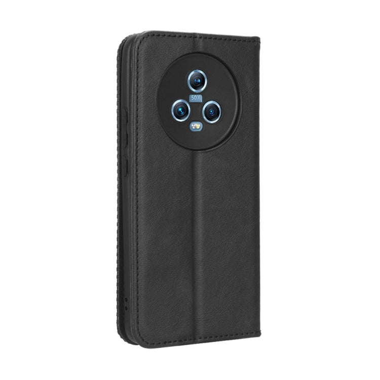 For Honor Magic5 Magnetic Buckle Retro Texture Leather Phone Case