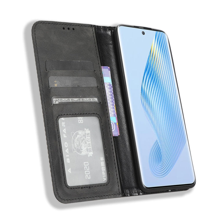 For Honor Magic5 Magnetic Buckle Retro Texture Leather Phone Case