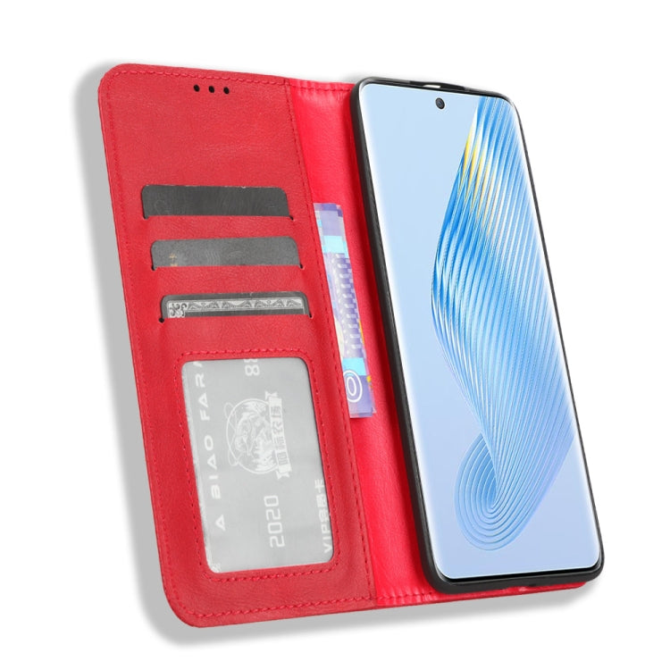 For Honor Magic5 Magnetic Buckle Retro Texture Leather Phone Case