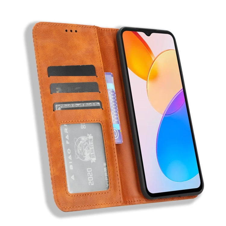 For Honor X5 Magnetic Buckle Retro Texture Leather Phone Case