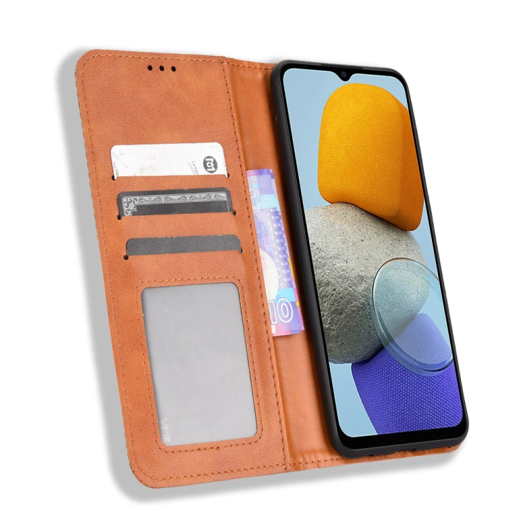 For Samsung Galaxy M13 4G / M23 5G Magnetic Buckle Retro Texture Leather Phone Case