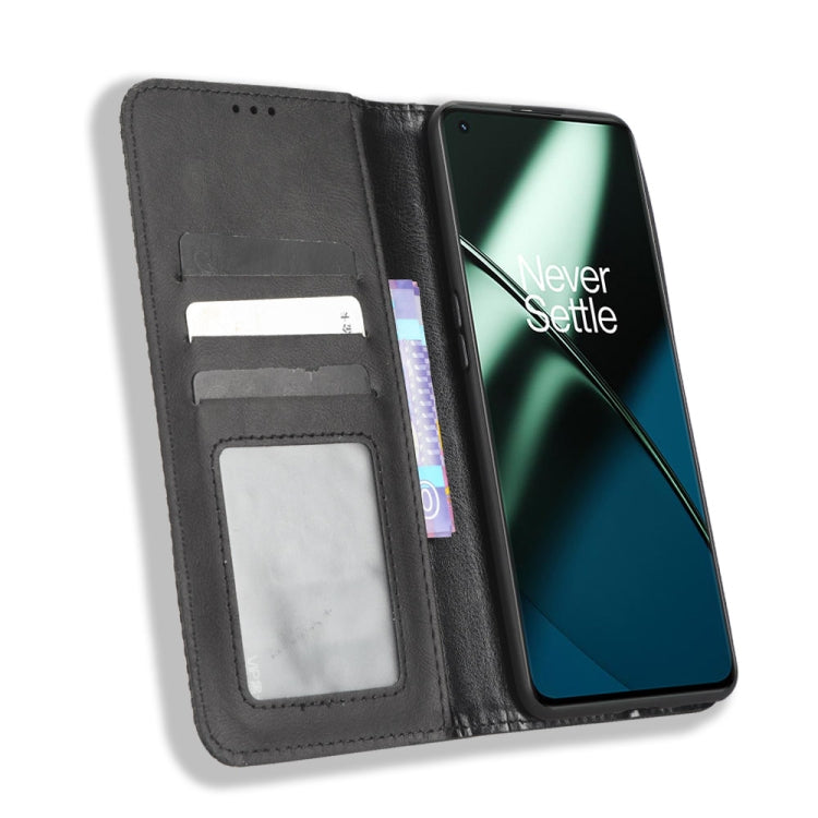 For OnePlus 11R / Ace 2 Magnetic Buckle Retro Texture Leather Phone Case