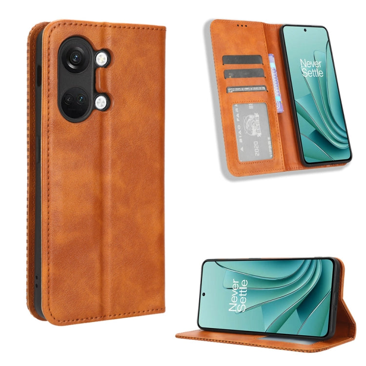 For OnePlus Ace 2V Magnetic Buckle Retro Texture Leather Phone Case