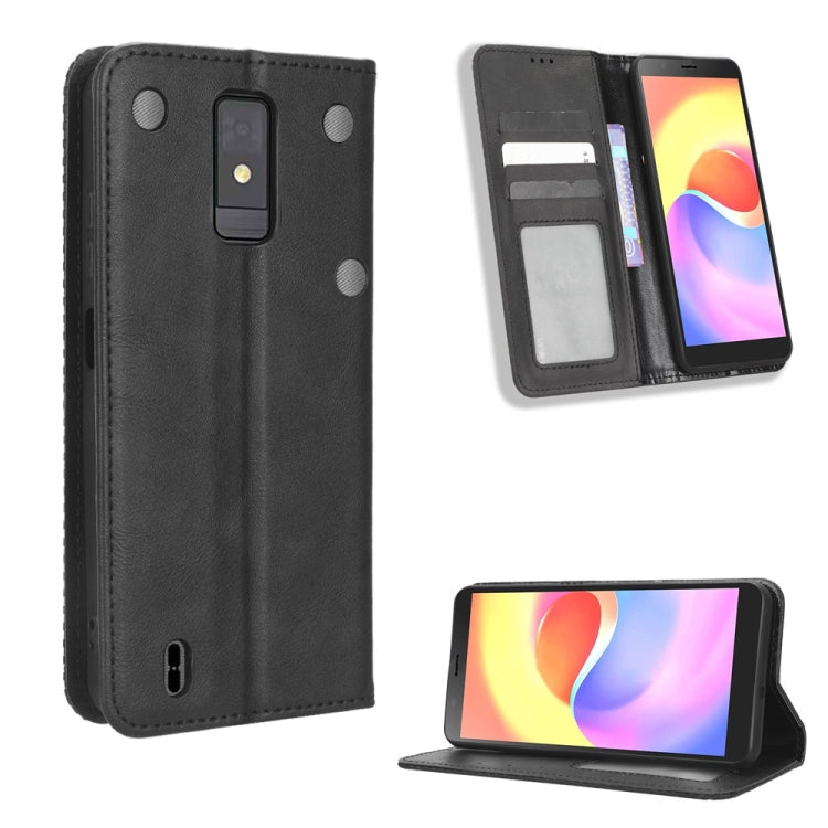 For ZTE Blade A32 Magnetic Buckle Retro Texture Leather Phone Case