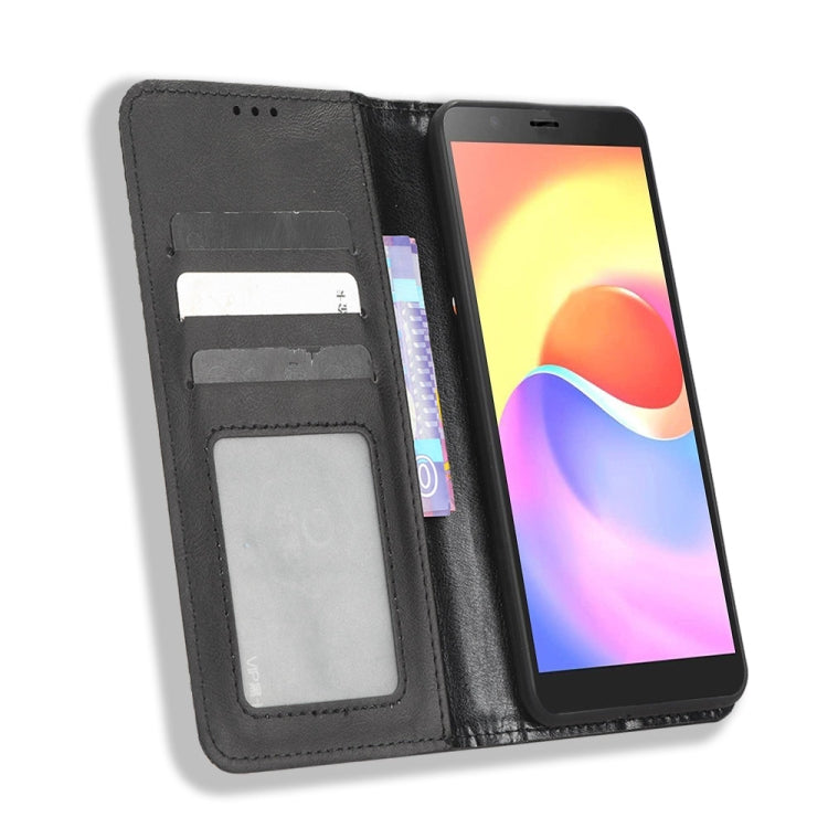 For ZTE Blade A32 Magnetic Buckle Retro Texture Leather Phone Case