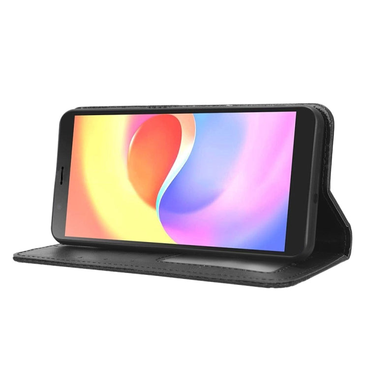 For ZTE Blade A32 Magnetic Buckle Retro Texture Leather Phone Case