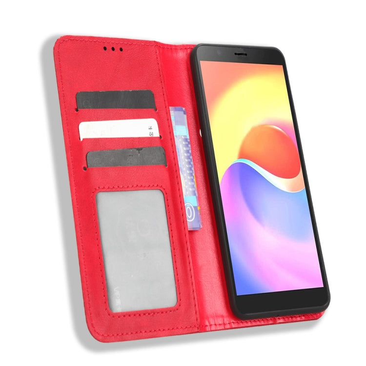 For ZTE Blade A32 Magnetic Buckle Retro Texture Leather Phone Case