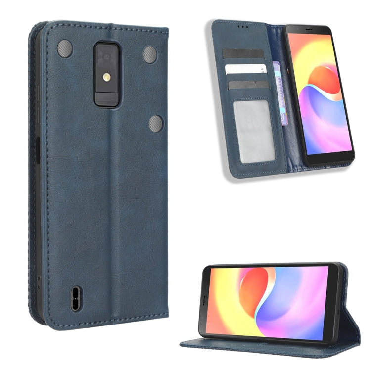 For ZTE Blade A32 Magnetic Buckle Retro Texture Leather Phone Case