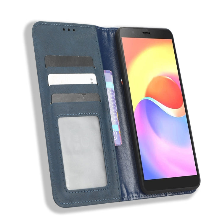 For ZTE Blade A32 Magnetic Buckle Retro Texture Leather Phone Case
