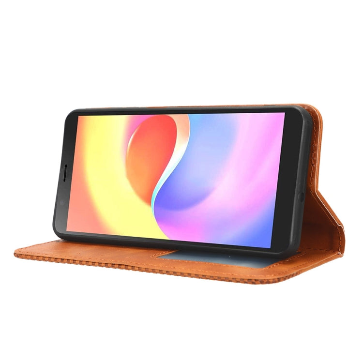 For ZTE Blade A32 Magnetic Buckle Retro Texture Leather Phone Case