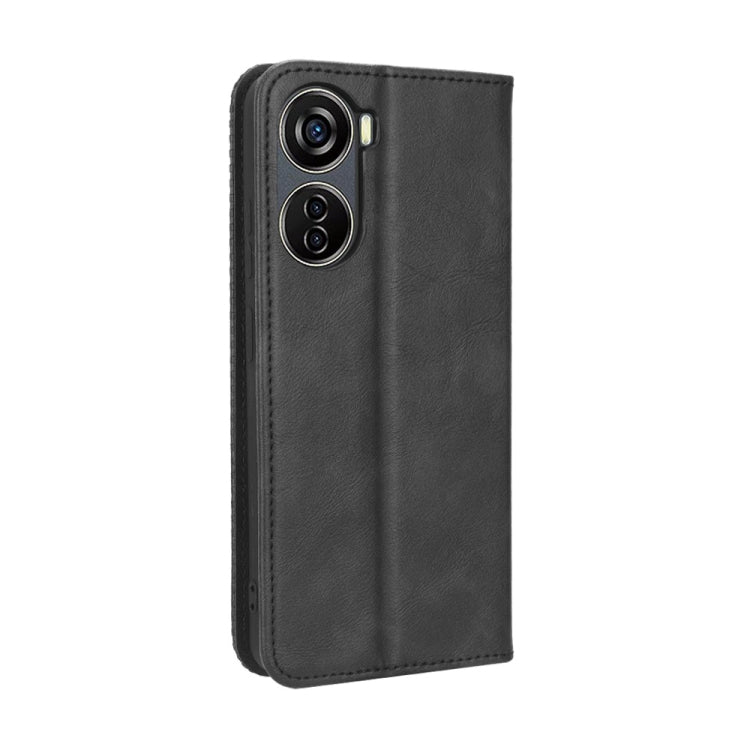 For ZTE Blade V40 Design Magnetic Buckle Retro Texture Leather Phone Case