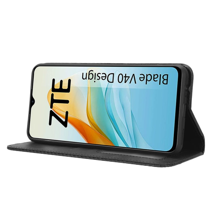 For ZTE Blade V40 Design Magnetic Buckle Retro Texture Leather Phone Case