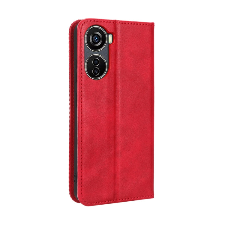 For ZTE Blade V40 Design Magnetic Buckle Retro Texture Leather Phone Case