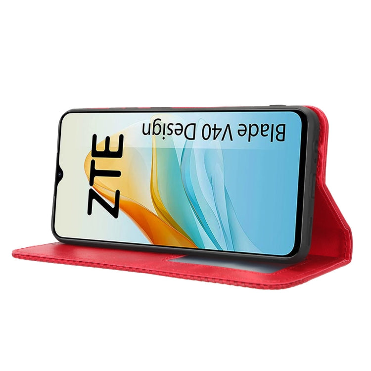 For ZTE Blade V40 Design Magnetic Buckle Retro Texture Leather Phone Case