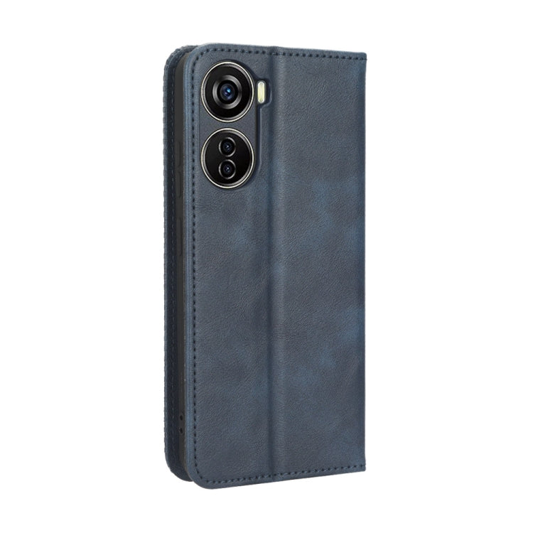 For ZTE Blade V40 Design Magnetic Buckle Retro Texture Leather Phone Case
