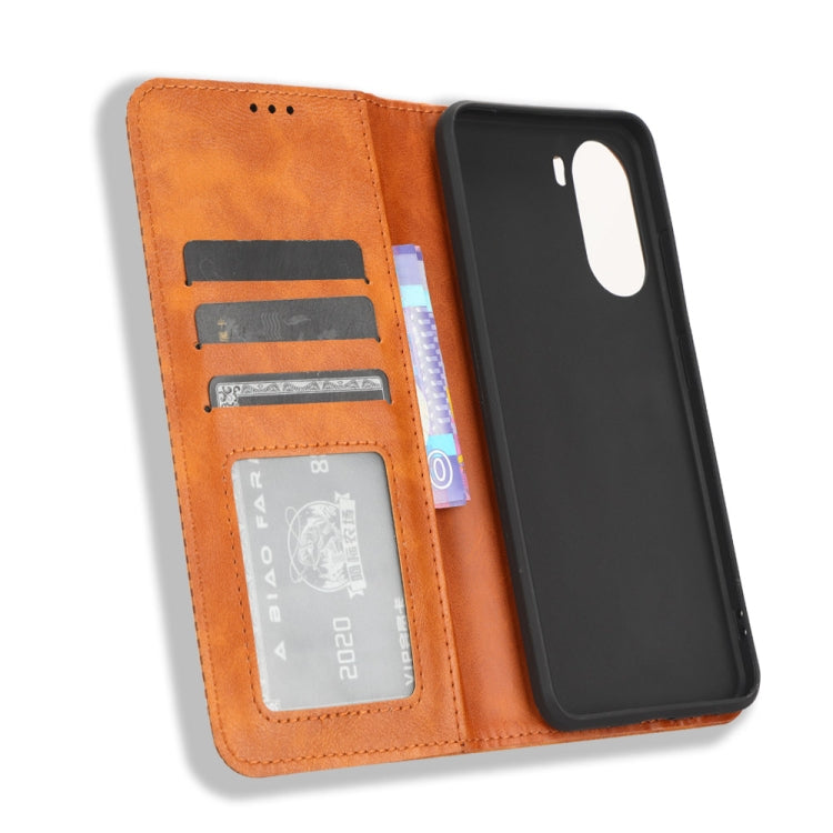 For ZTE Blade V40 Design Magnetic Buckle Retro Texture Leather Phone Case
