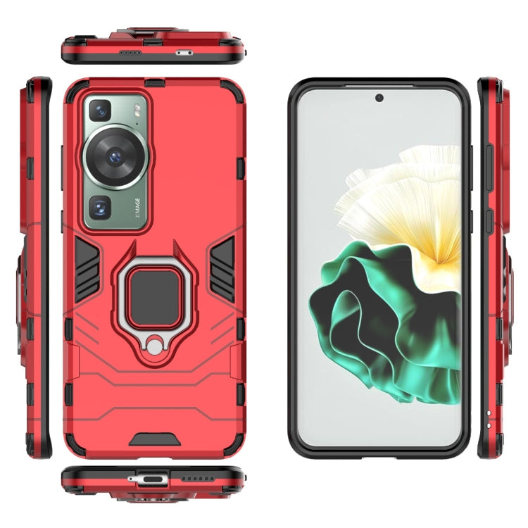 For Huawei P60 PC + TPU Shockproof Protective Phone Case with Magnetic Ring Holder