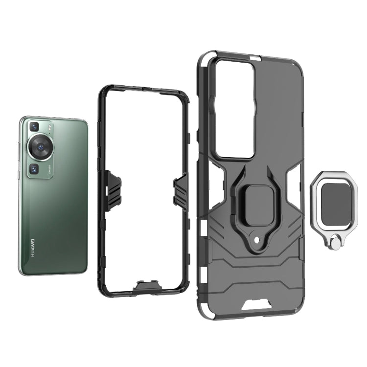 For Huawei P60 PC + TPU Shockproof Protective Phone Case with Magnetic Ring Holder