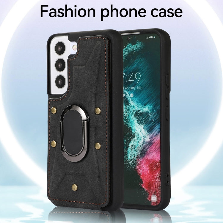 For Samsung Galaxy S23 5G Armor Ring Wallet Back Cover Phone Case